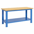 SOGI Banco da Lavoro 2m con Piano in Legno, Portata 1000 kg, Blu