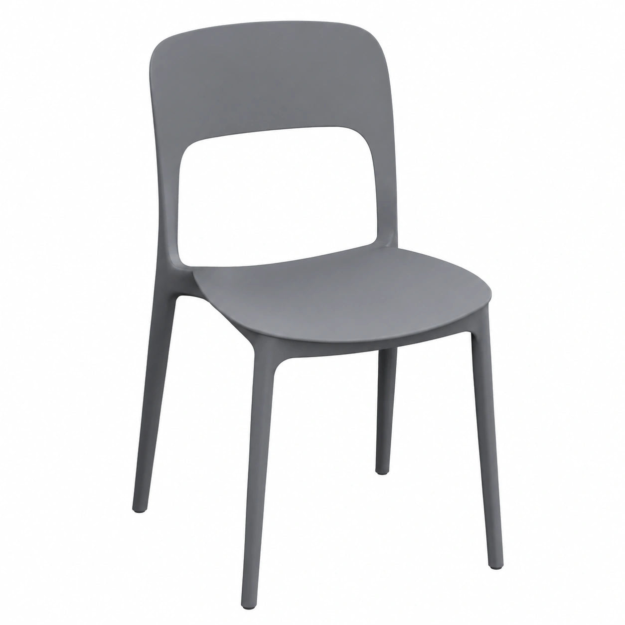 Set di 4 Sedie Impilabili Luana in Polipropilene Grigio per Cucina e Giardino