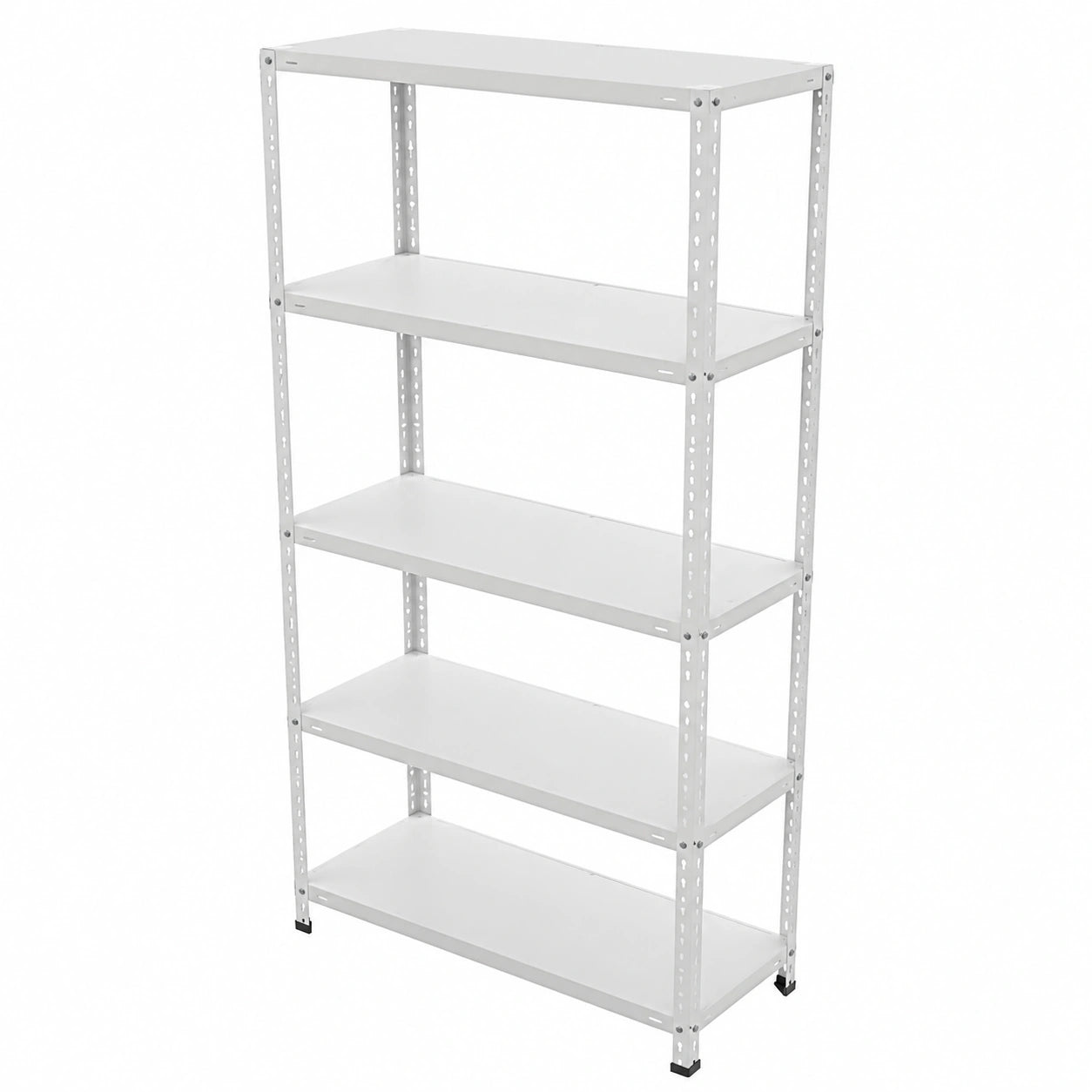 Scaffale in Metallo Bianco con Bulloni, 5 Ripiani, 100x40x187 cm