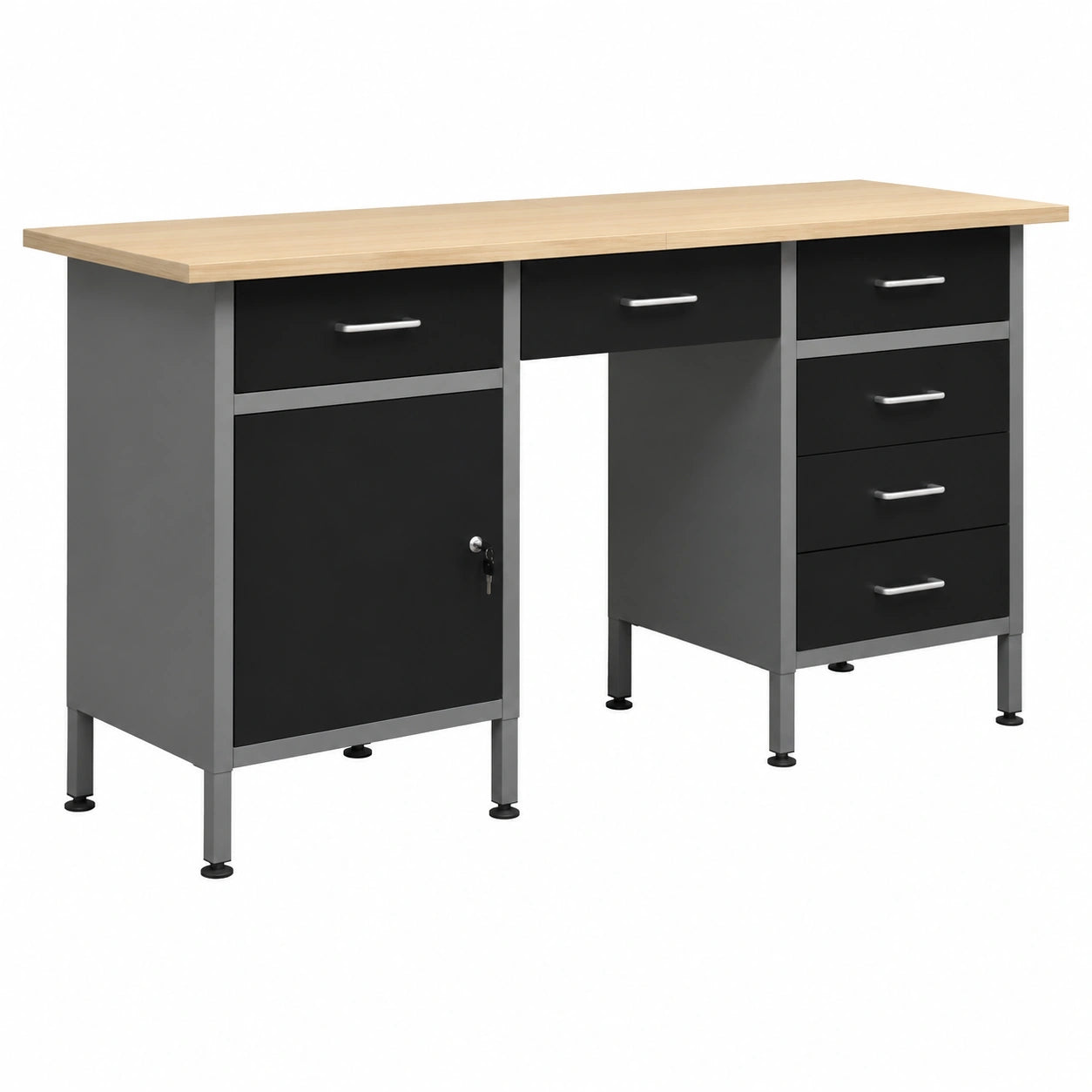 Tavolo da Lavoro in Acciaio Nero 160x60x85 cm, Robusto e Durevole