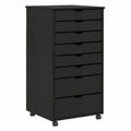Credenza nera in pino massiccio con 8 cassetti 53x39x103 cm per ufficio e casa