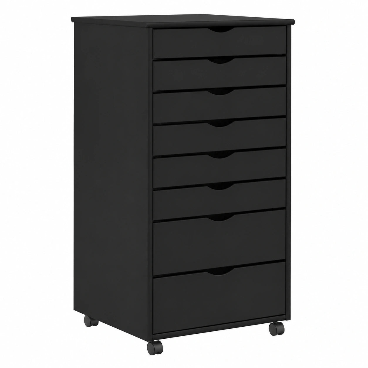 Credenza nera in pino massiccio con 8 cassetti 53x39x103 cm per ufficio e casa