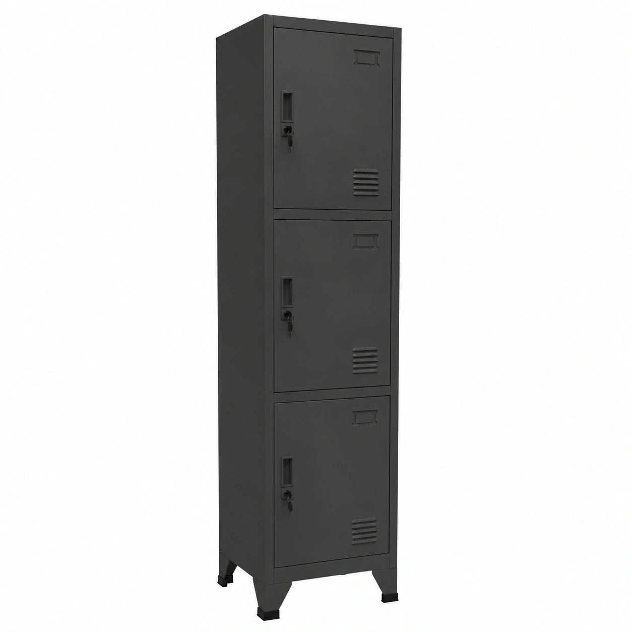 Armadio Ufficio Antracite con Serratura 38x45x180 cm in Acciaio