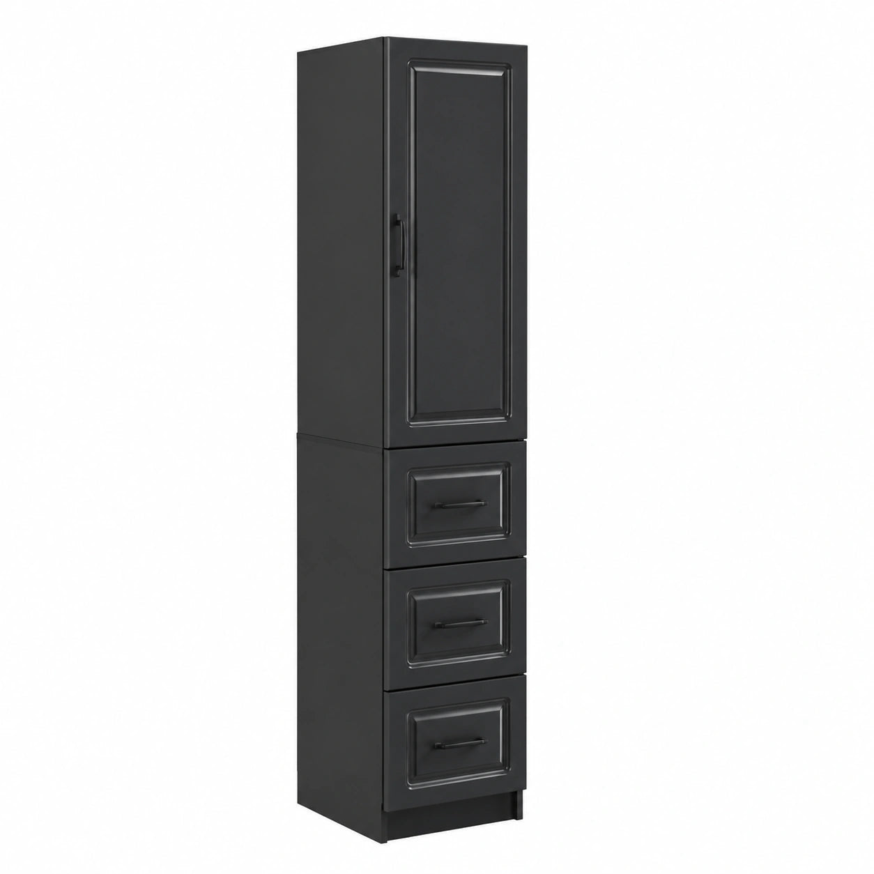 Armadio Nero in Legno con 3 Cassetti e Ripiani, 33x34,5x87 cm, Per Ufficio e Casa
