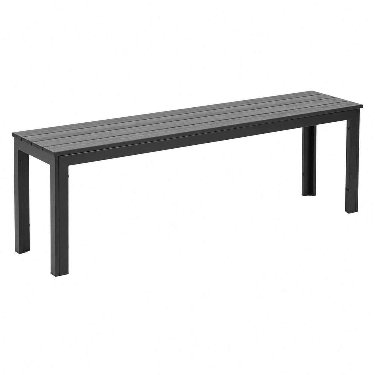 Panca da Giardino 2 Posti in Acciaio e Polietilene Effetto Legno, 141x28,5x43 cm, per Terrazzo e Balcone - Fiona XL Antracite