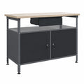 Banco da lavoro in acciaio nero con cassetti e armadi, 120x60x85 cm, ideale per officina e garage