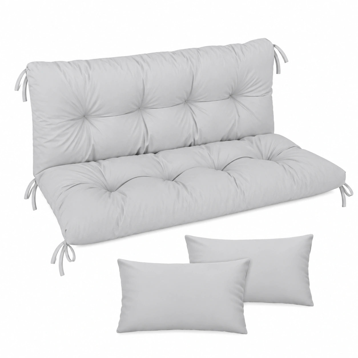 Cuscino Impermeabile per Panchina da Giardino 120x50x50 cm con Schienale, Grigio