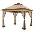 Yaheetech Gazebo da Giardino 330x330 cm, Struttura in Metallo, Impermeabile, per Eventi, Feste e Uso Commerciale, Colore Kaki