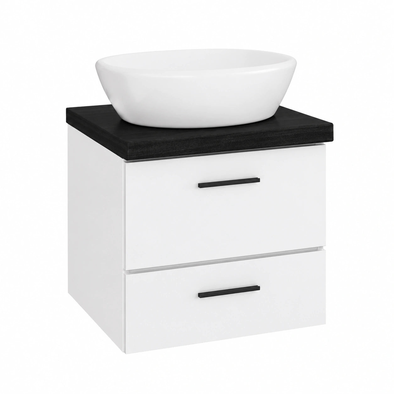 Ripiano Lavabo in Rovere Massello Marrone 40x60x2-6 cm Bordo Naturale Trattato