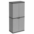 Armadio Portascope Resistente all'Acqua per Esterni, 2 Ante 3 Ripiani, Montaggio Facile, Grigio - Perfetto per Giardino e Garage