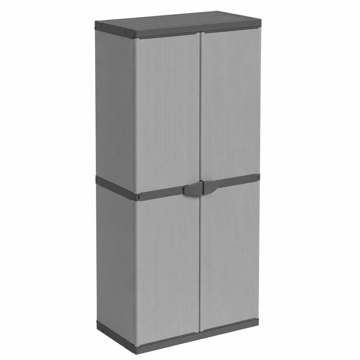 Armadio Portascope Resistente all'Acqua per Esterni, 2 Ante 3 Ripiani, Montaggio Facile, Grigio - Perfetto per Giardino e Garage