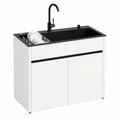Lavabo da Esterno Autoportante con Mobile e Rubinetto Termostatico, Scolapiatti Espandibile, Perfetto per Giardino e Officina