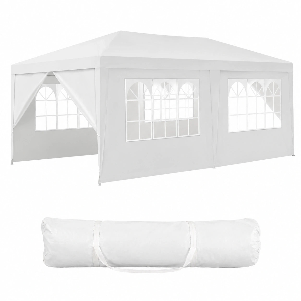 Gazebo Impermeabile da Giardino 3x6m con Tende Rimovibili e Porte a Cerniera