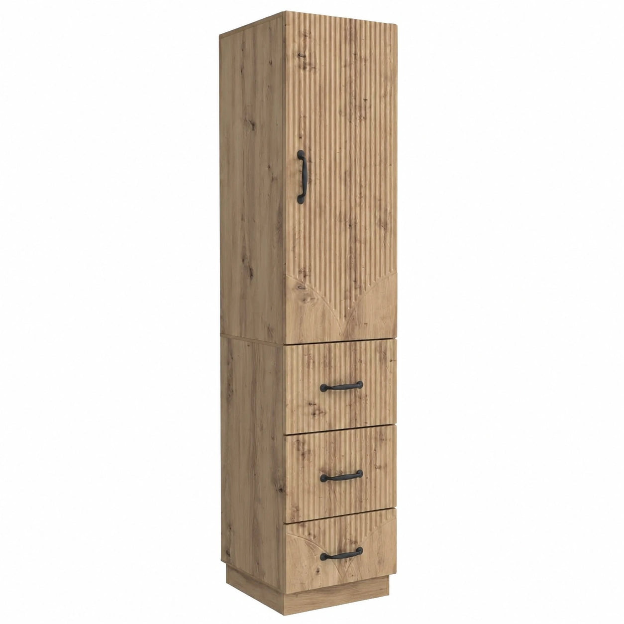 Coppia di Armadi in Rovere Artisan con Cassetti e Ripiani, 33x34,5x87 cm, Ideale per Ufficio e Casa