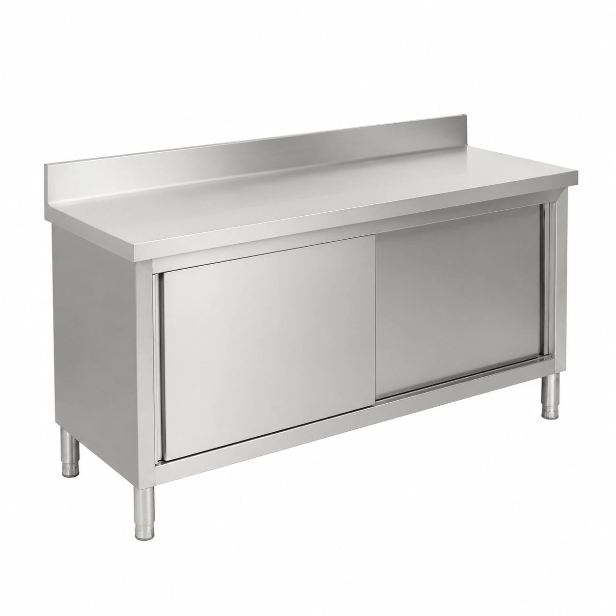 Tavolo da Lavoro con Ante in Acciaio Inox - 200x60 cm