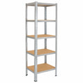 Scaffale Metallo Zincato 200x60x60cm, 5 Ripiani, Capacità 175kg