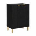 Credenza multifunzionale nera in legno con maniglie ergonomiche e piedini metallici