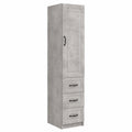 Coppia di Armadi in Legno Grigio Cemento con Cassetto e Scomparti