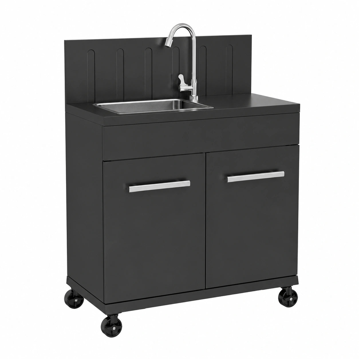 Modulo Cucina da Esterno con Lavello in Metallo Nero