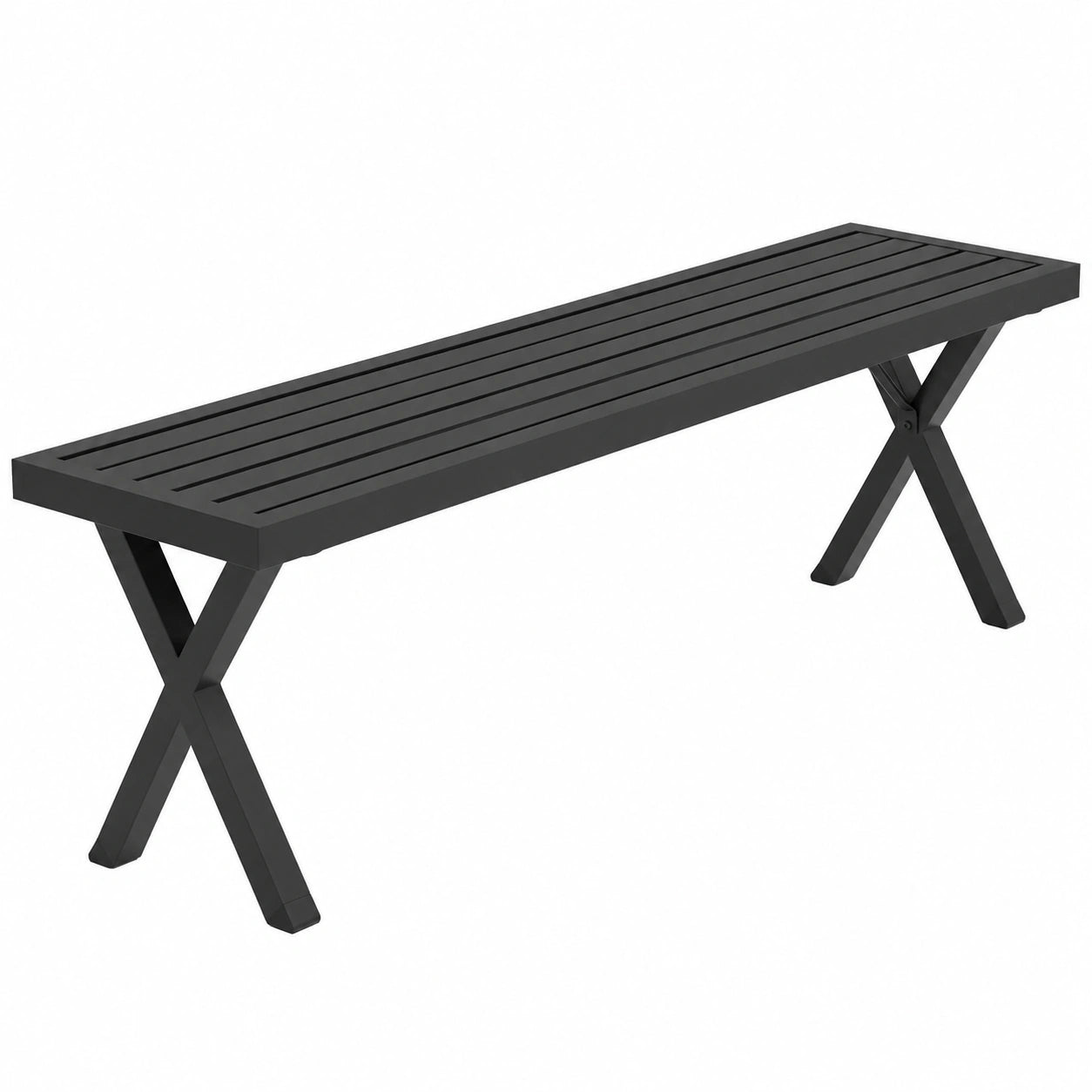 Panchina in Metallo da Esterno 138x36x46 cm, Design a X, 360kg, Nero