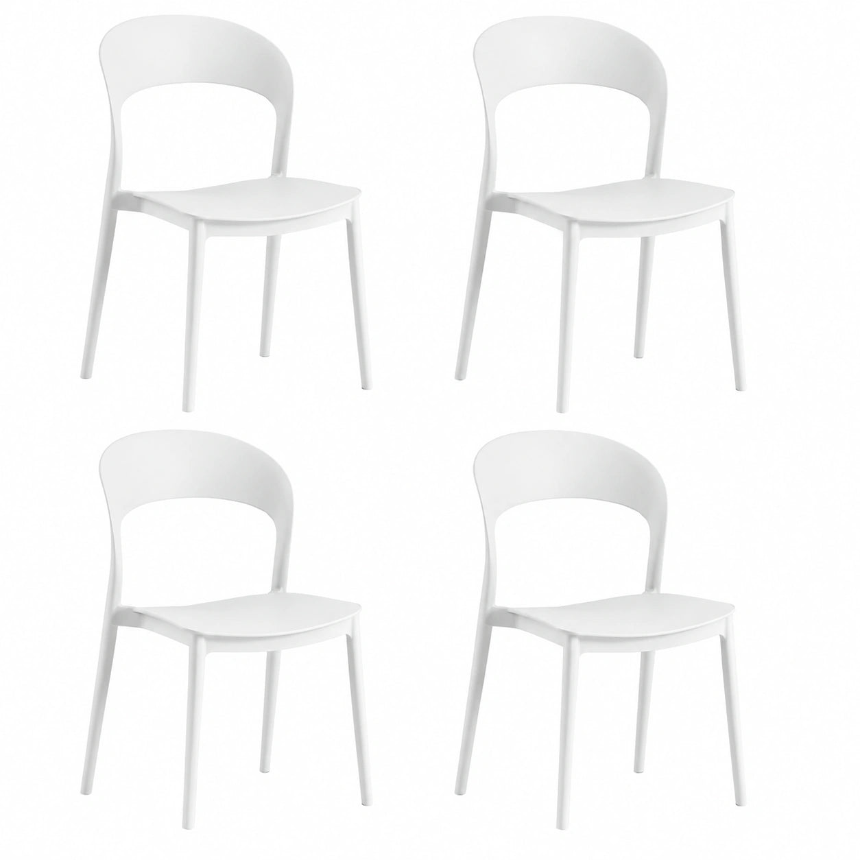 Set di 4 Sedie Impilabili in Polipropilene Bianche 40x39x78 cm per Cucina e Giardino