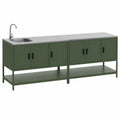 Isola da cucina esterna in acciaio con moduli verdi, 120x51x112.5 cm